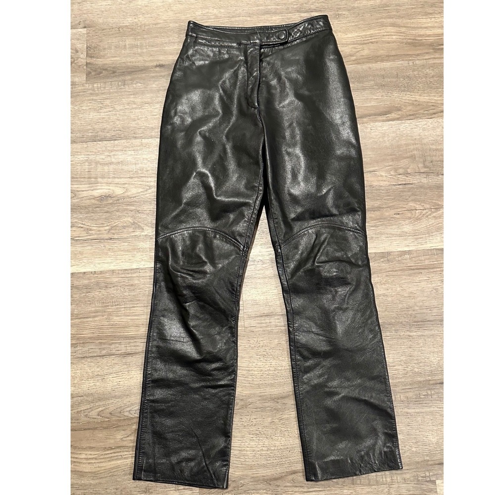 Maxima Wilson Vintage Black Leather Pants High Waisted Moto Y2K Women Size 6